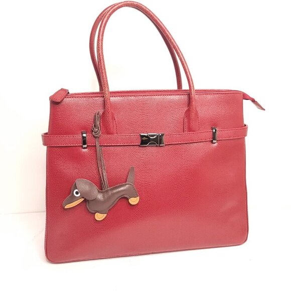 Vintage M. London Red Leather Satchel - Picture 1 of 9